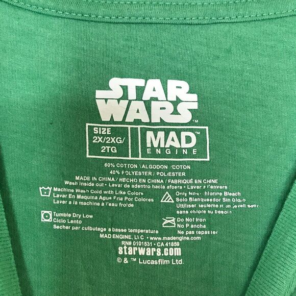 Star Wars Shirt Mens Adult 2X Yoda Christmas Elf I Am Not Mad Engine Crew Neck - Picture 3 of 9